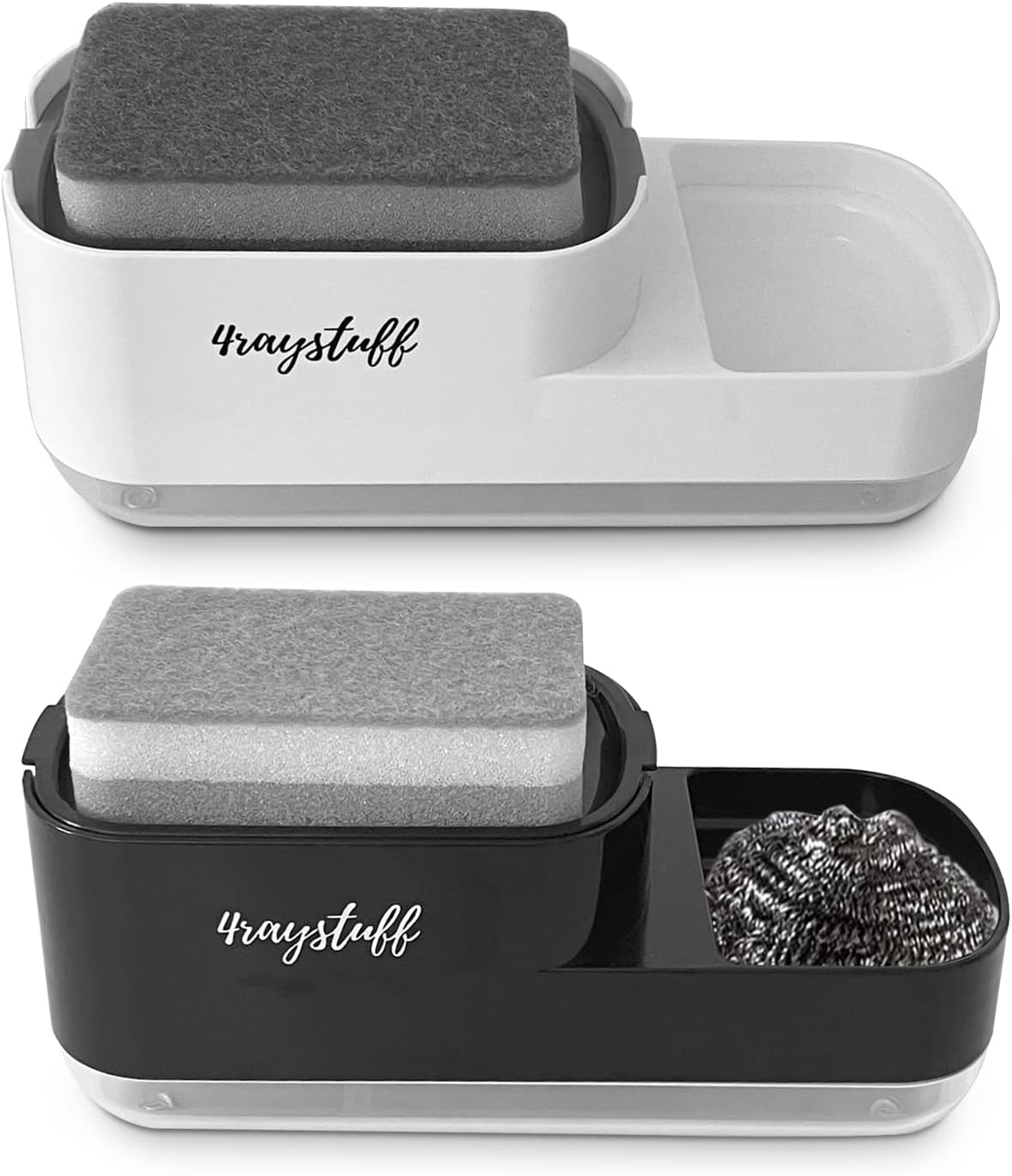 Dispensador de jabón para platos para fregadero de cocina 2 en 1 con soporte para esponja. Dispensador de jabón líquido y esponja incluidos.