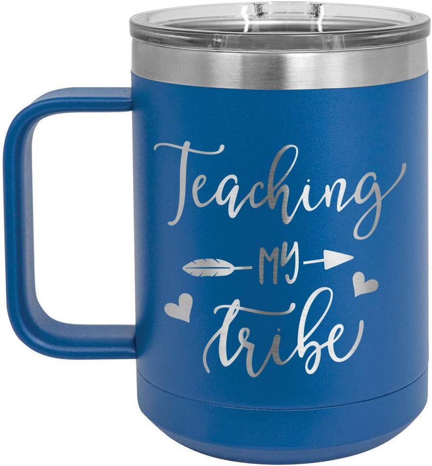 Taza de café con tapa superior deslizable para enseñar a mi tribu de 15 onzas con aislamiento  Ideas de regalo de cumpleaños o Navidad de mujeres o