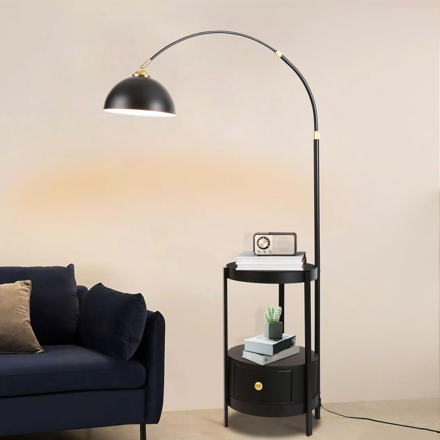 OUKANING Lámpara de pie de decoración industrial con lámpara de escritorio rústica de metal ajustable, lámpara de libro para sala de estar,