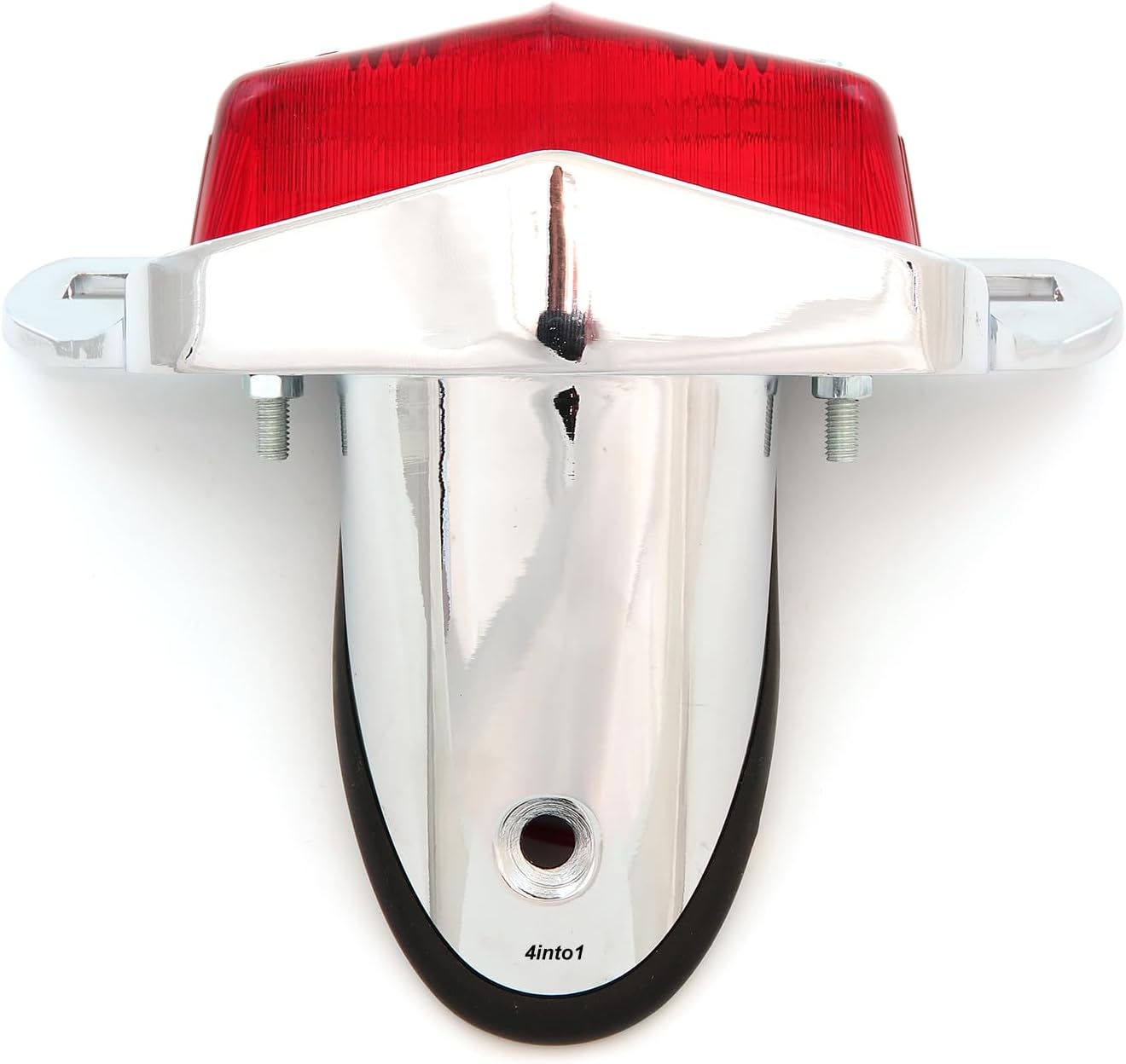 4into1 Lucas Style – Conjunto de luces traseras – Cromo con lente roja – Motocicleta Scooter Dirt Bike