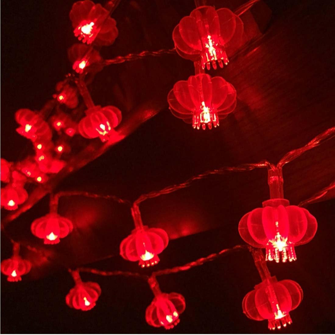 Amants01 – Tira de luces LED de 13 pies y 40 luces LED rojas a pilas para bodas, Año Nuevo chino, festival de primavera, decoración de fiesta,