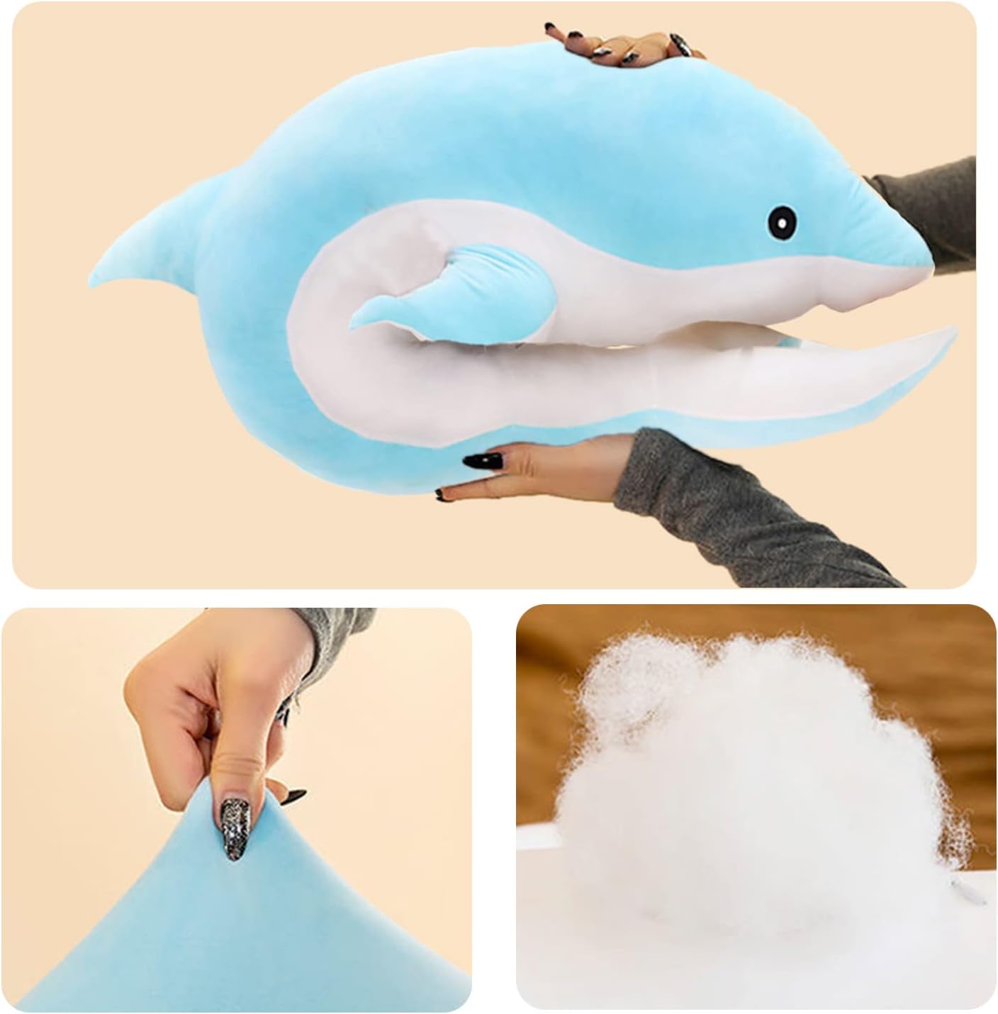 Almohada de peluche de delfín, súper suave, juguete de peluche de animales marinos, muñecas para niños y niñas, cojín para dormir, regalo (19.68