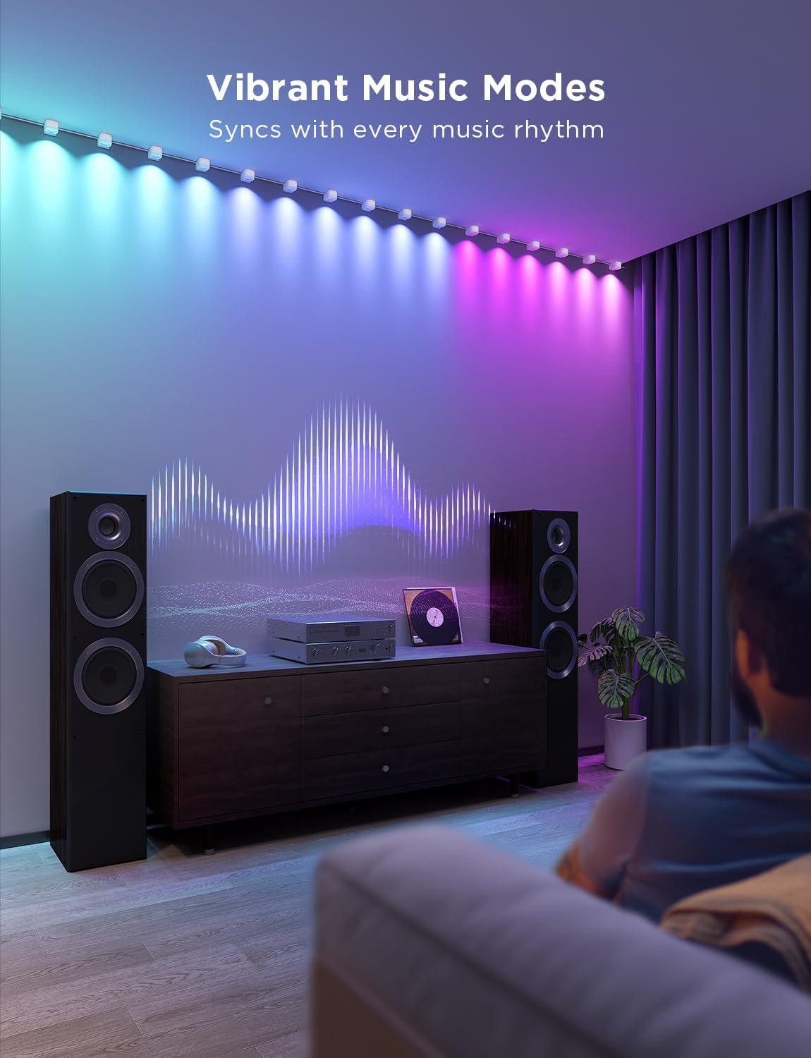Govee RGBIC – Tira de luces LED inteligentes que funciona con Alexa, lámpara de pared interior que cambia de color para fiestas, Año Nuevo y diario,