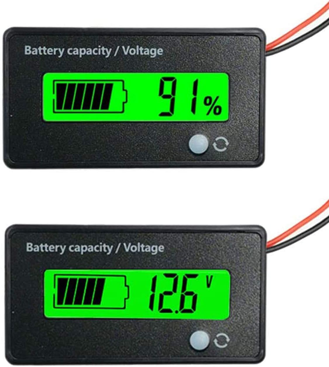 Care Flash Alarm Green LCD Impermeable Monitor de capacidad de batería Medidor de Medidor,12V24V36V48V Indicador de estado de la batería de