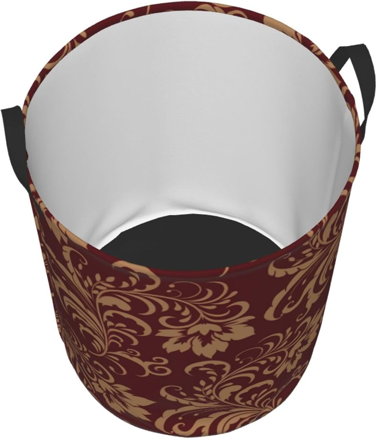 Cesta de lavandería con asas, para ropa sucia, juguetes, organiza almacenamiento, compatible con flores, granate, dorado, floral, color borgoña,