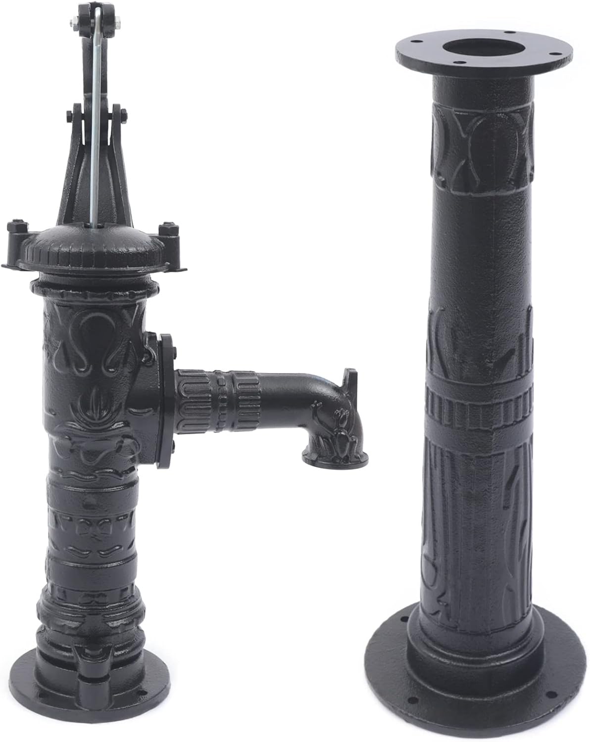Bomba de agua manual de jardín con base de soporte, bomba de jarra de 2.0 x 6.2 x 26.3 pulgadas y soporte de bomba de 27 pulgadas, bomba de jarra de