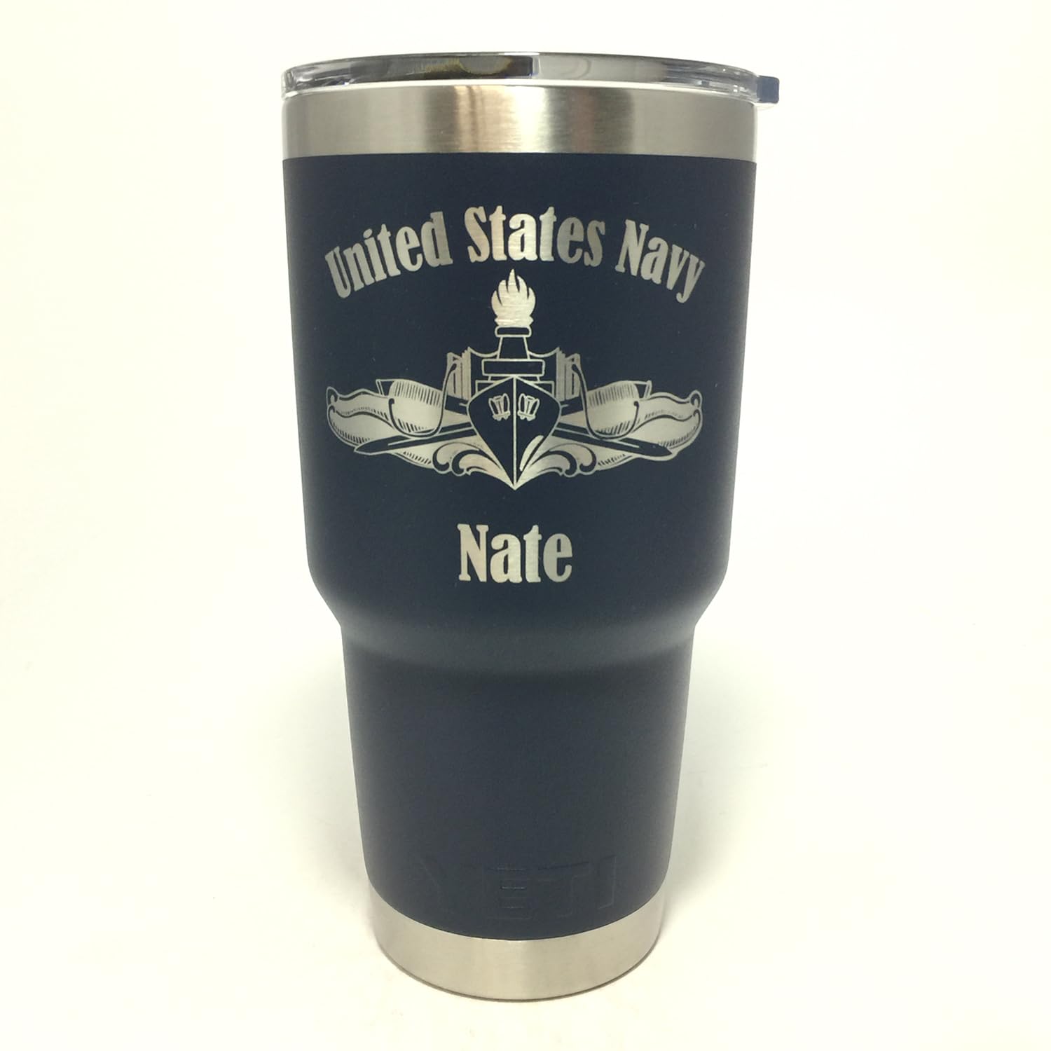 US Navy Surface Warfare Design, Laser Engraved Yeti Stainless Steel Tumbler With Your Choice Of NEW DuraCoat Colors – NOT A STICKER!!