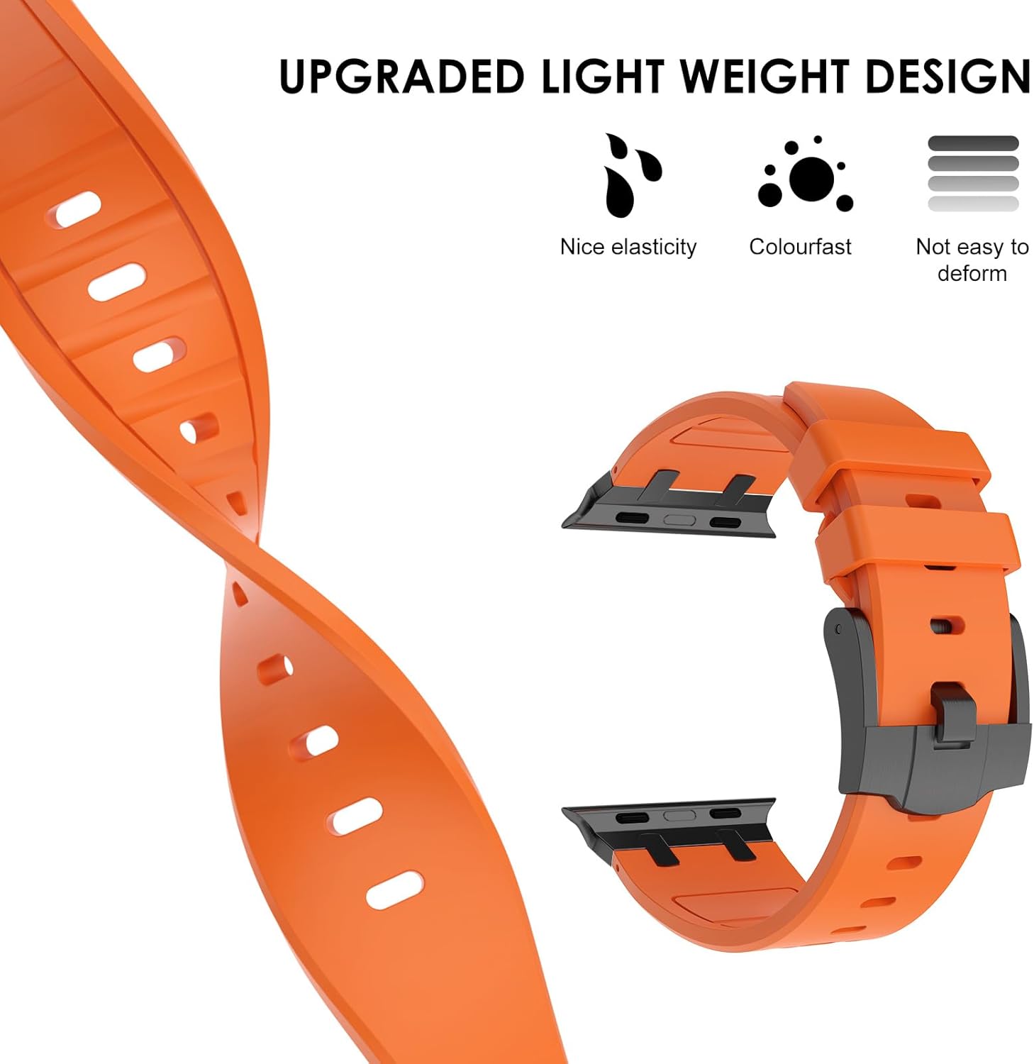 NewWays Correa para Apple Watch Ultra Band de 1.929 in, 1.772 in, 1.732 in, 1.654 in, 1.614 in, 1.575 in, 1.496 in, para hombres, correa de goma de