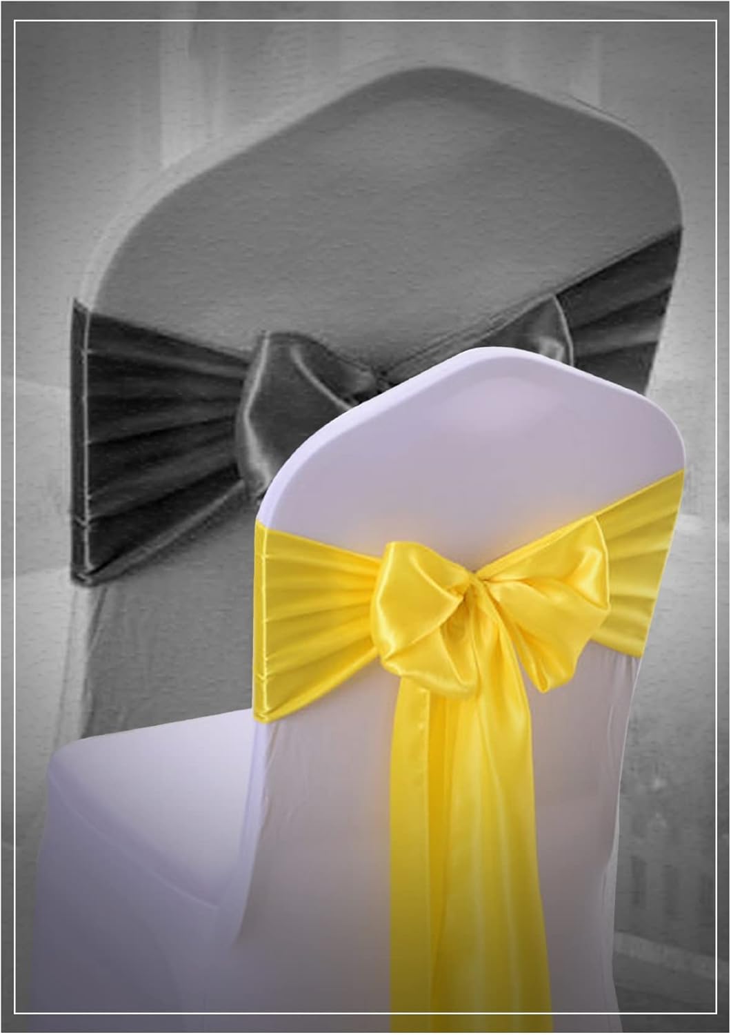 Juego de 10 bandas decorativas de satén diseñadas para bodas, eventos, banquetes, decoración del hogar y cocina (7 pulgadas x 108 pulgadas, verde)