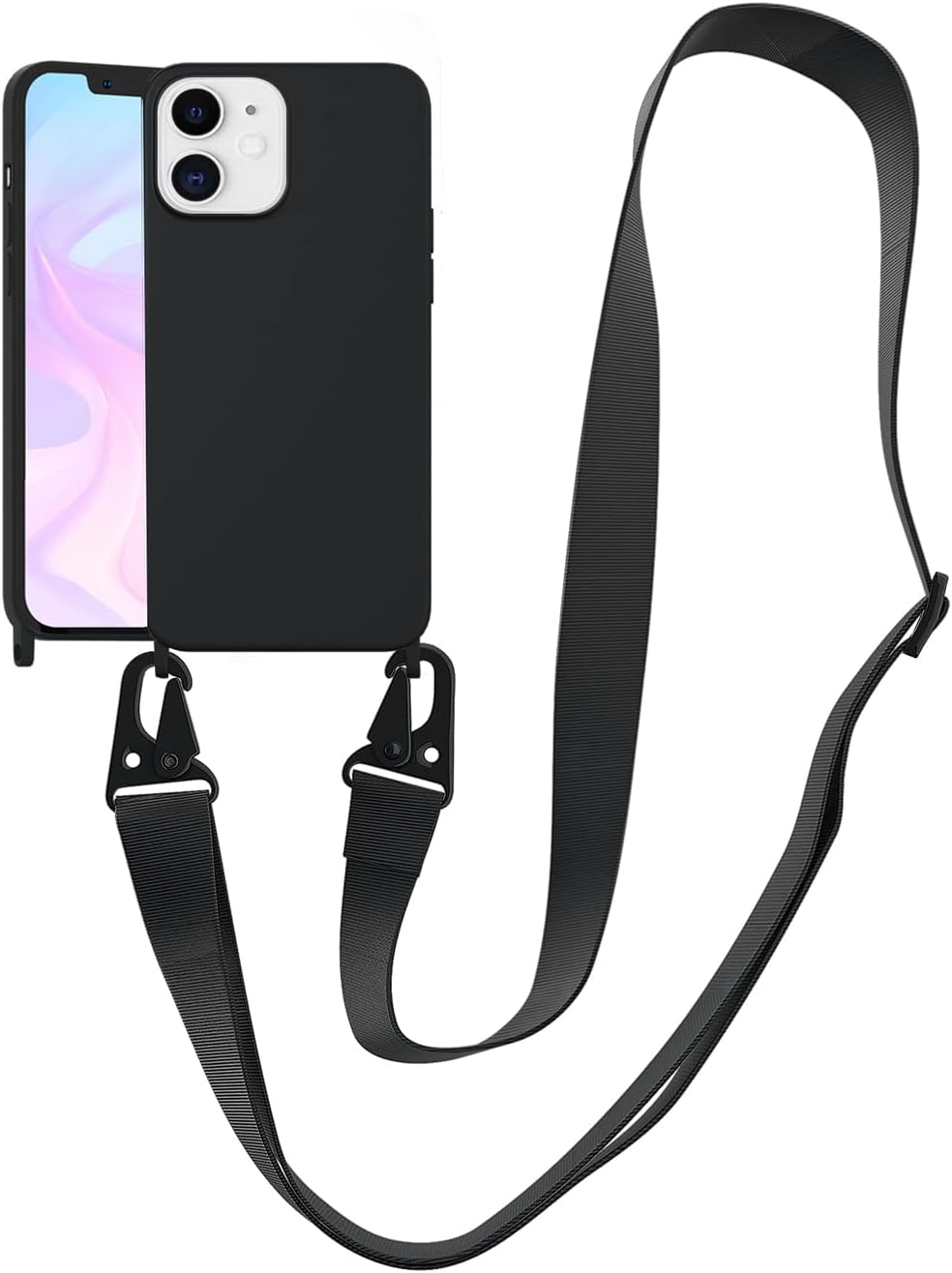 Funda compatible con iPhone 15 Plus con cordón, funda cruzada para iPhone con correa ajustable, a prueba de golpes, protección contra caídas, funda