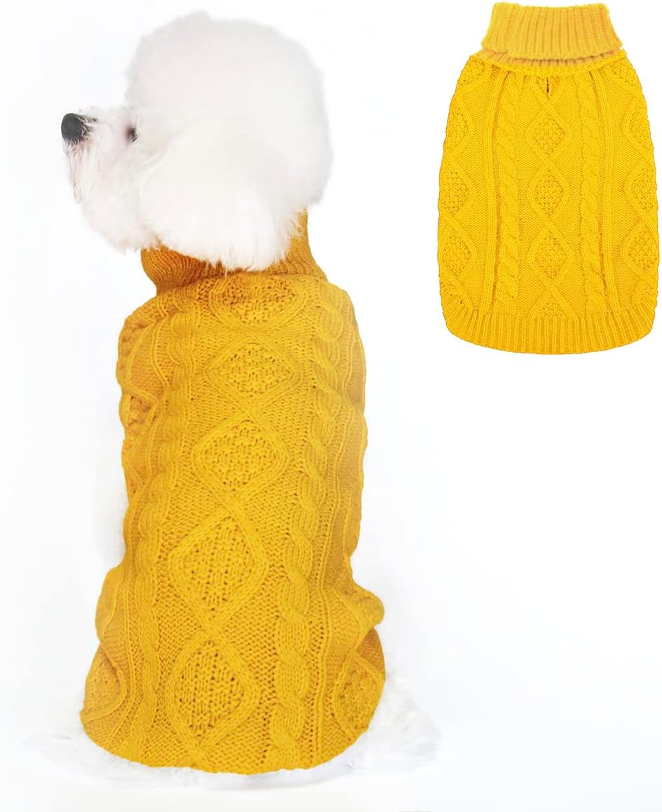 Suéter para perro, abrigo clásico de punto trenzado de cuello alto, ropa cálida de invierno para mascotas, perros, gatos, cachorros, gatitos en
