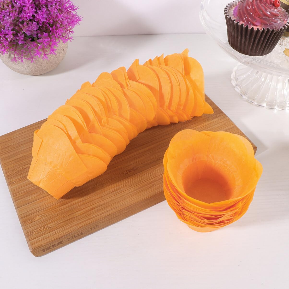 Cabilock 100 piezas de huevos para muffins, revestimientos de muffins de pergamino, papeles para magdalenas de boda, envoltorios de mini muffins,