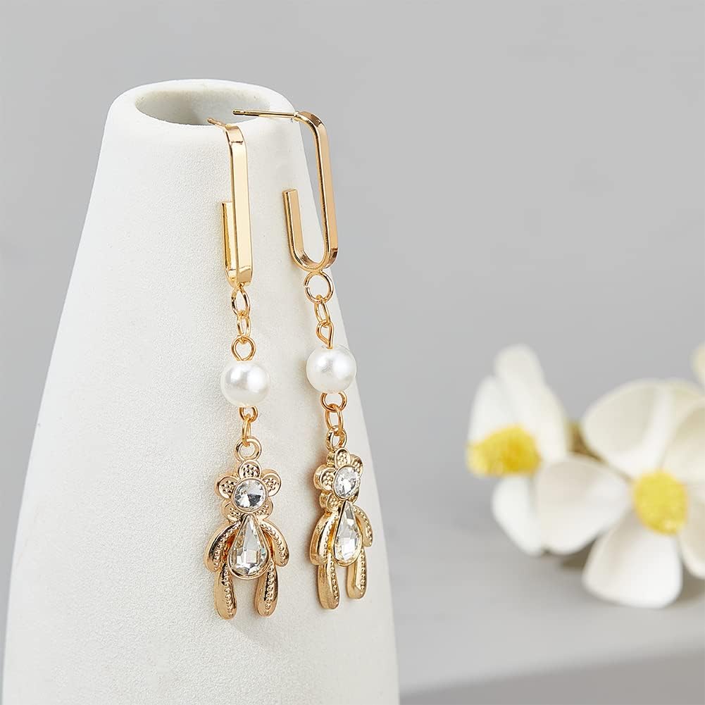 BENECREAT 12 piezas de aretes chapados en oro de 18 quilates, aretes ovalados de latón con bucles verticales y 30 tuercas de plástico para la