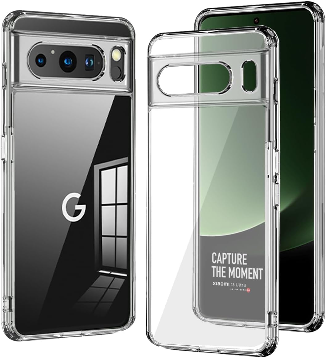Pixel 8 Funda transparente de TPU suave absorción de impactos delgada, ligera, a prueba de golpes, funda protectora híbrida compatible con Google