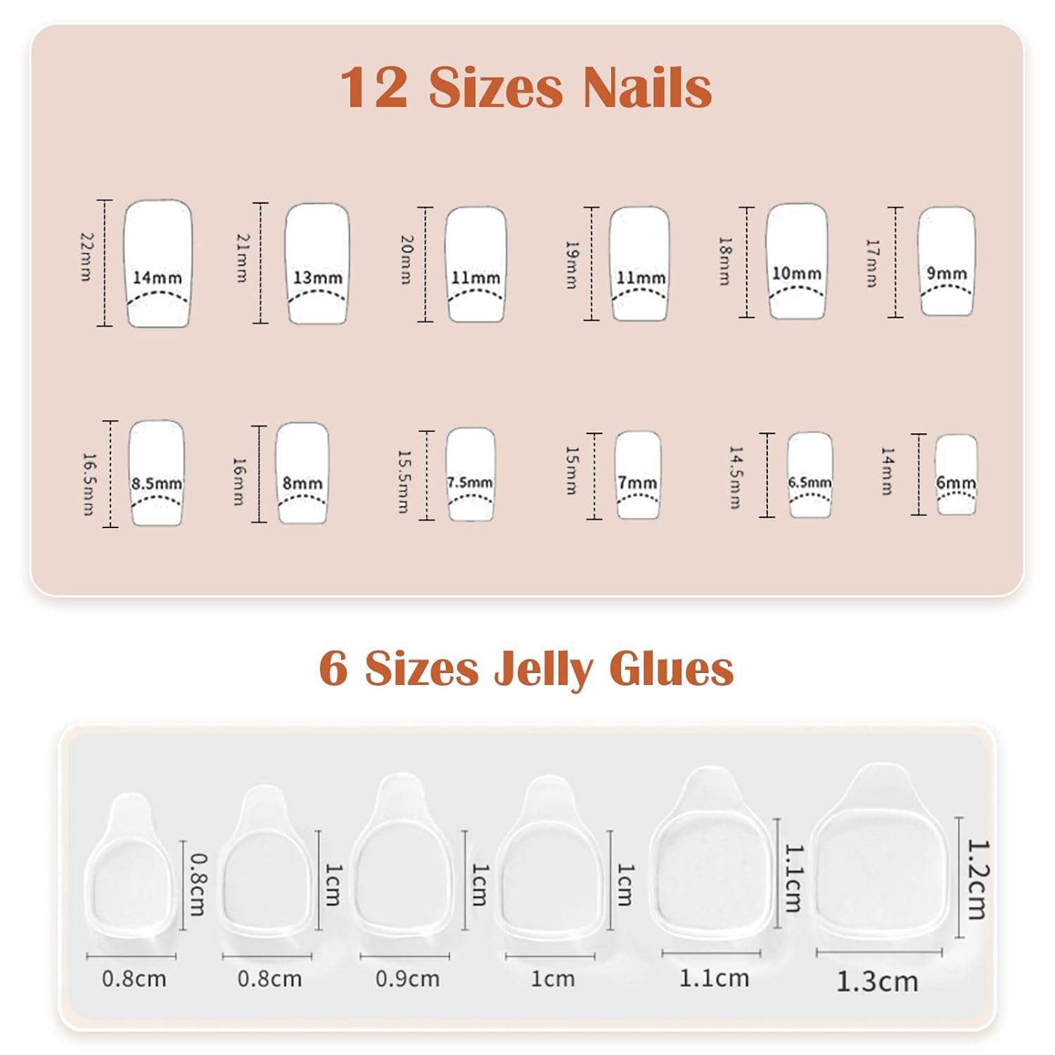 Uñas postizas de punta francesa a presión de ataúd medianas, color rosa nude, degradado, brillantina, diseños de acrílico, pegamento en las uñas