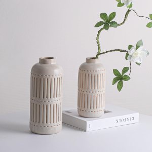 Juego de 2 jarrones de cerámica rústica para sala de estar, dormitorio, casa de campo, jarrones de flores de 11.22 y 9.25 pulgadas para decoración Juego de 2 jarrones de cerámica rústica para sala de estar, dormitorio, casa de campo, jarrones de flores de 11.22 y 9.25 pulgadas para decoración