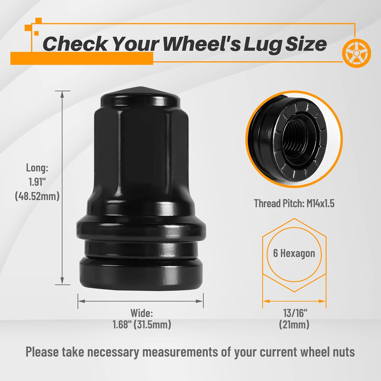 MIKKUPPA Tuercas de llanta OEM M14x1.5  Reemplazo para Ford F250 F350 2017-2023, 1316 pulgadas de 0.827 in, hexagonales, de extremo cerrado, color