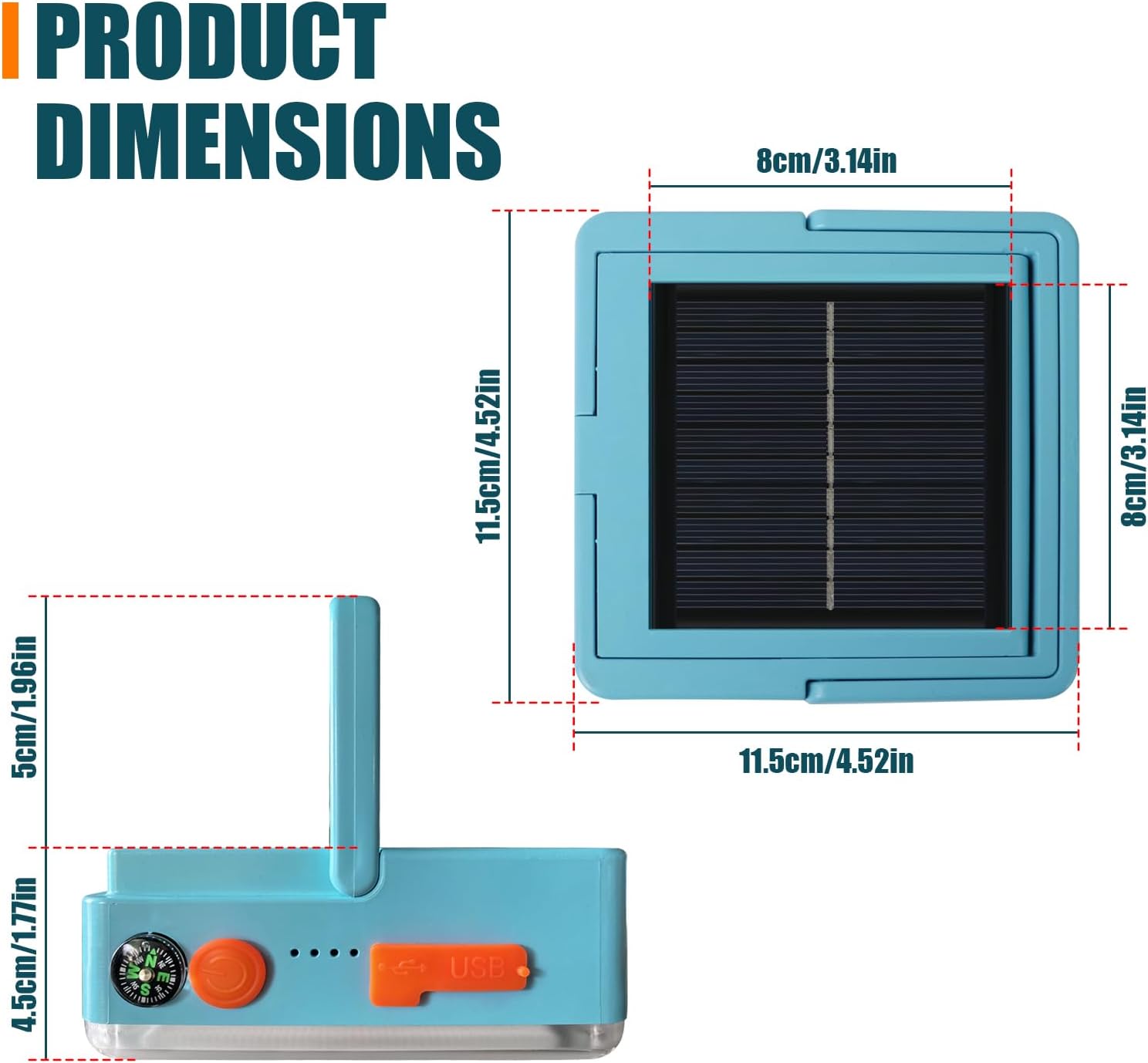 Linterna de camping solar recargable colgante luces solares tienda USB cortes de energía plegable 4800mAh10000LM 5 modos de luz 3 maneras de recarga