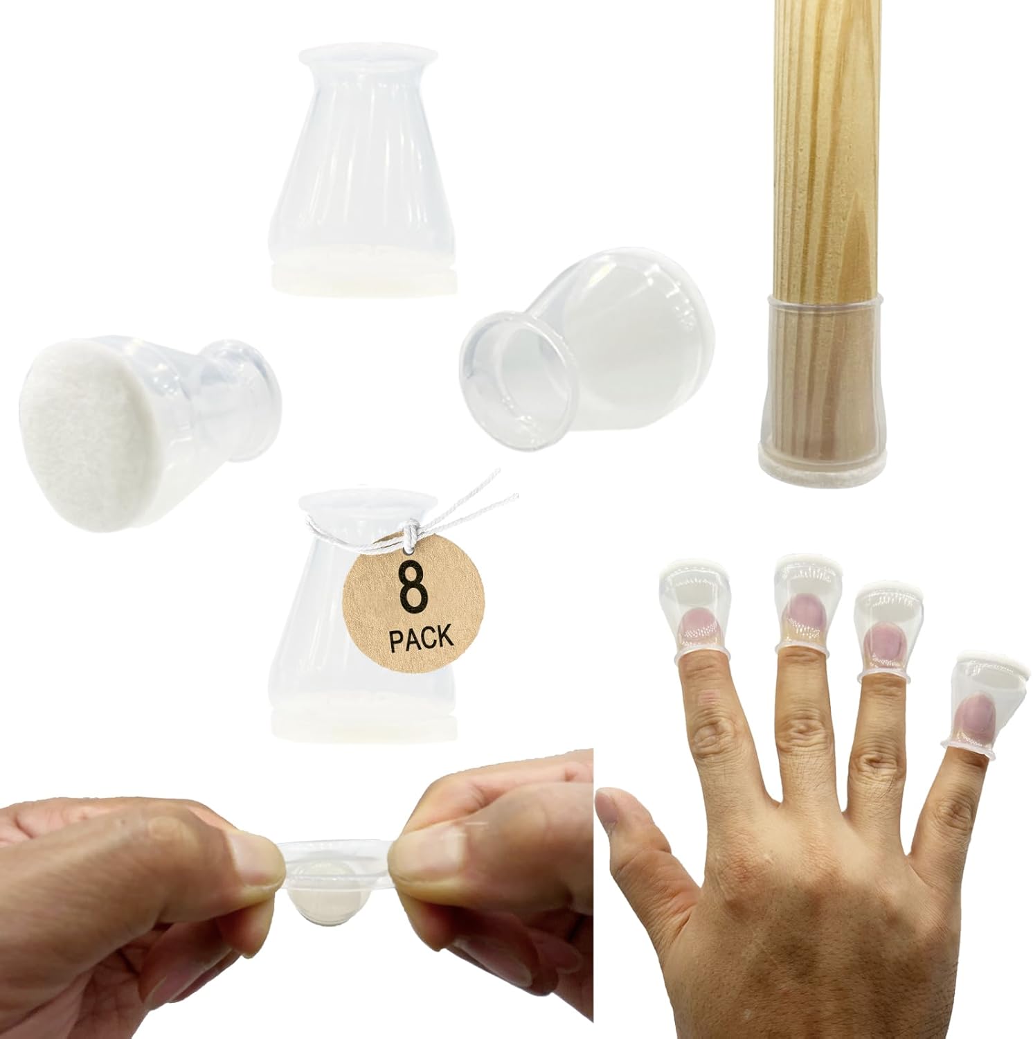Protectores de suelo de silicona extra pequeños con fieltro, se ajustan a patas de silla de 0.5 a 1 pulgada, tapas de silicona para patas de