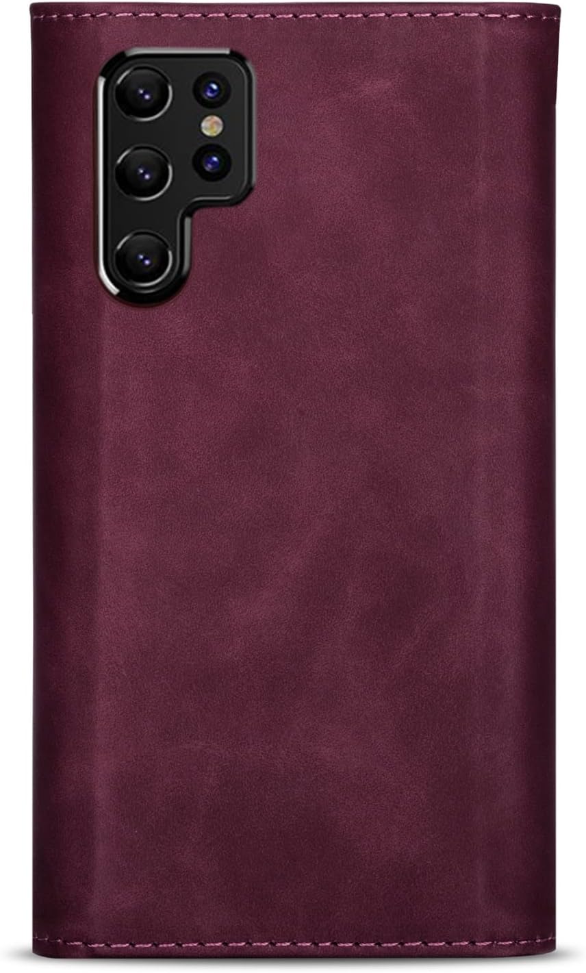 Funda cruzada para Samsung Galaxy S22 Ultra (no S22) con tarjetero y tarjetero, funda con cordón ajustable para Samsung Galaxy S22 Ultra, color rojo