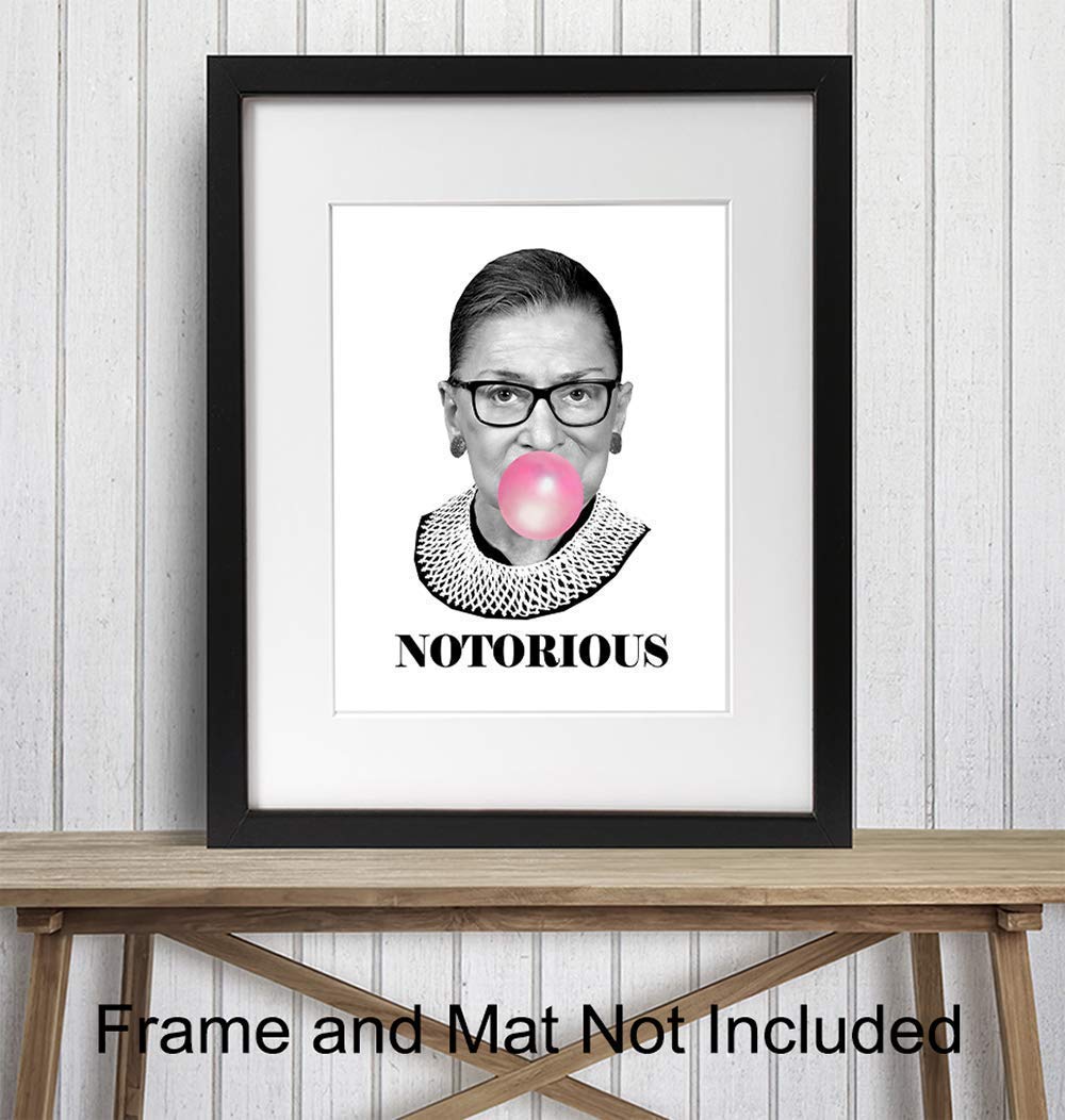 Ruth Bader Ginsburg Wall Art Print – Funny Notorious RBG Poster – Modern Chic Home Decor for Bedroom, Living Room, Office – Great Gift for