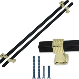 Paquete de 3 tiradores de gabinete extralargos negros y dorados, de 24 pulgadas de longitud total, manijas de gabinete de cocina para cajones, Paquete de 3 tiradores de gabinete extralargos negros y dorados, de 24 pulgadas de longitud total, manijas de gabinete de cocina para cajones,