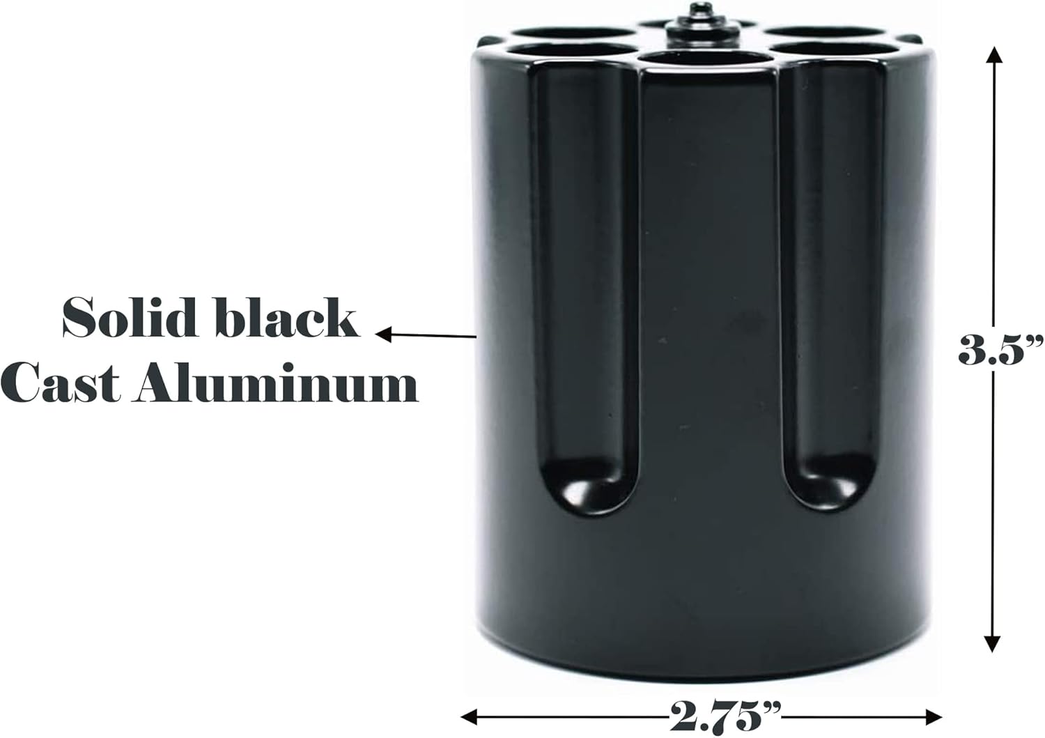 Caliber Gourmet Revolver Pen Holder, Paper Weight, Desktop Organizer, black, Cast Aluminum Heavy Duty holder – Office Accessory, Christmas Gift