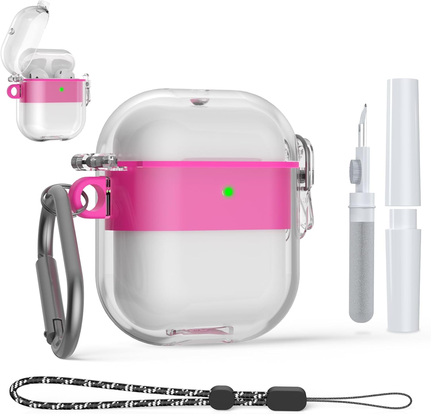 WOFRO Funda para AirPods de 21 generación con bloqueo, para Airpods de 1 y 2 generación, a prueba de golpes, con kit de limpieza, cordón y llavero