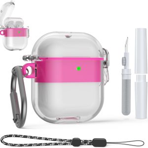 WOFRO Funda para AirPods de 21 generación con bloqueo, para Airpods de 1 y 2 generación, a prueba de golpes, con kit de limpieza, cordón y llavero WOFRO Funda para AirPods de 21 generación con bloqueo, para Airpods de 1 y 2 generación, a prueba de golpes, con kit de limpieza, cordón y llavero