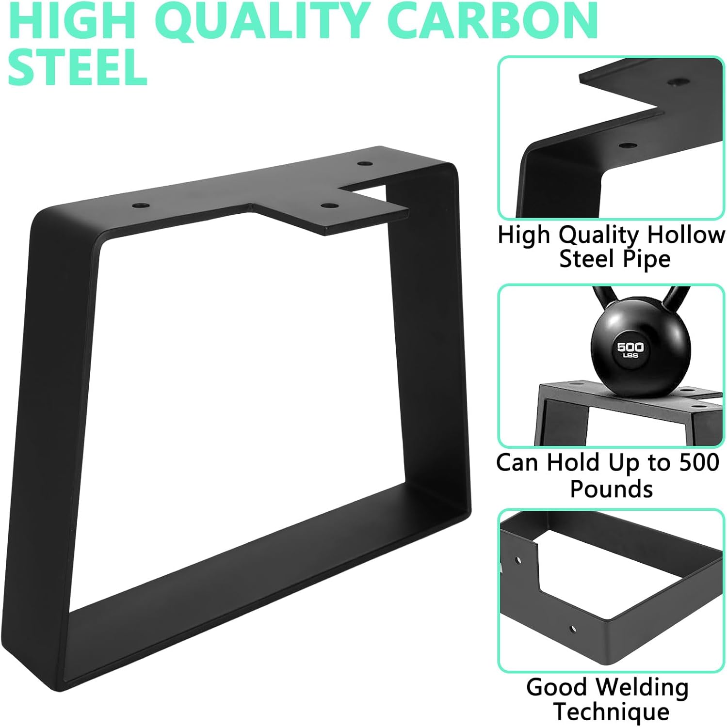 2 patas trapezoidales de metal de 6 pulgadas, patas negras para muebles, patas de mesa Fuirnture para armarios de TV de bricolaje, banco, mesitas de