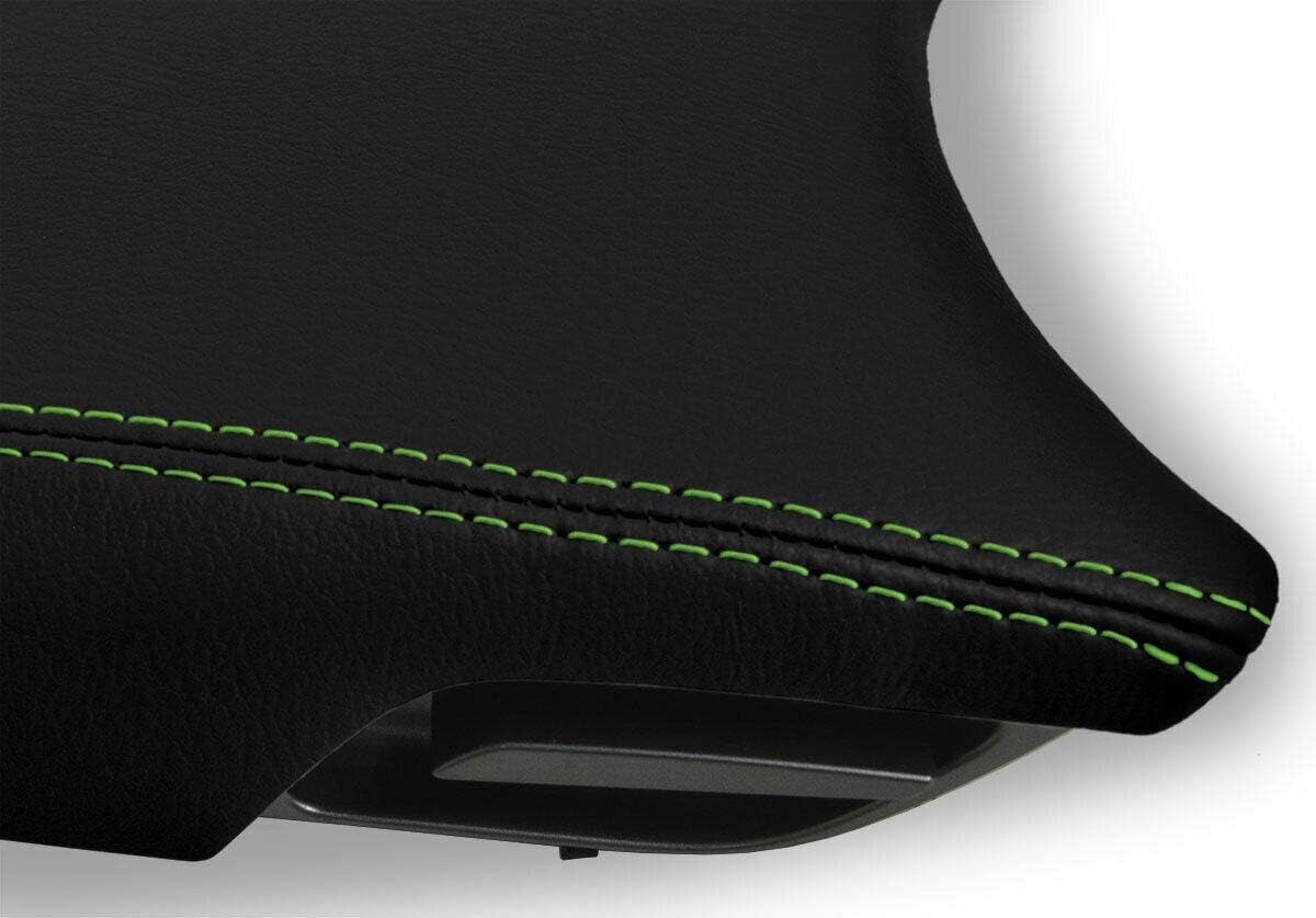 Autoguru Funda para reposabrazos de consola central hecha para Hyundai Azera 2012-2017, color negro, puntada verde