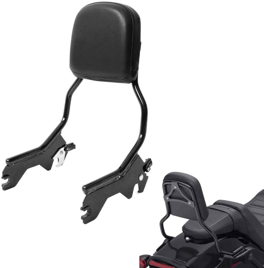 TCMT Respaldo vertical de barra Sissy estándar con kit de accesorios de acoplamiento para Harley Heritage Classic FLHC Street Bob FXBB 2018-2023