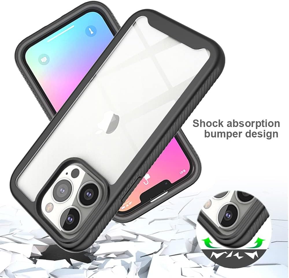Asuwish Funda para iPhone 13 de 6.1 pulgadas con protector de pantalla de vidrio templado y soporte delgado, funda protectora híbrida resistente