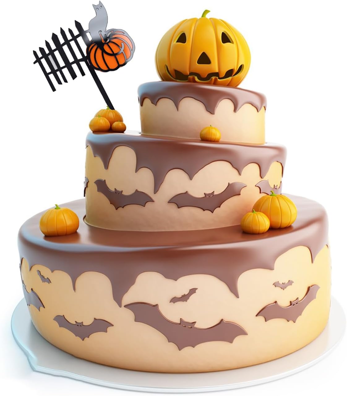 Decoración de pastel de Feliz Halloween, 6 piezas de calabaza murciélago fantasma, letras de truco o trato, suministros de decoración de pastel de
