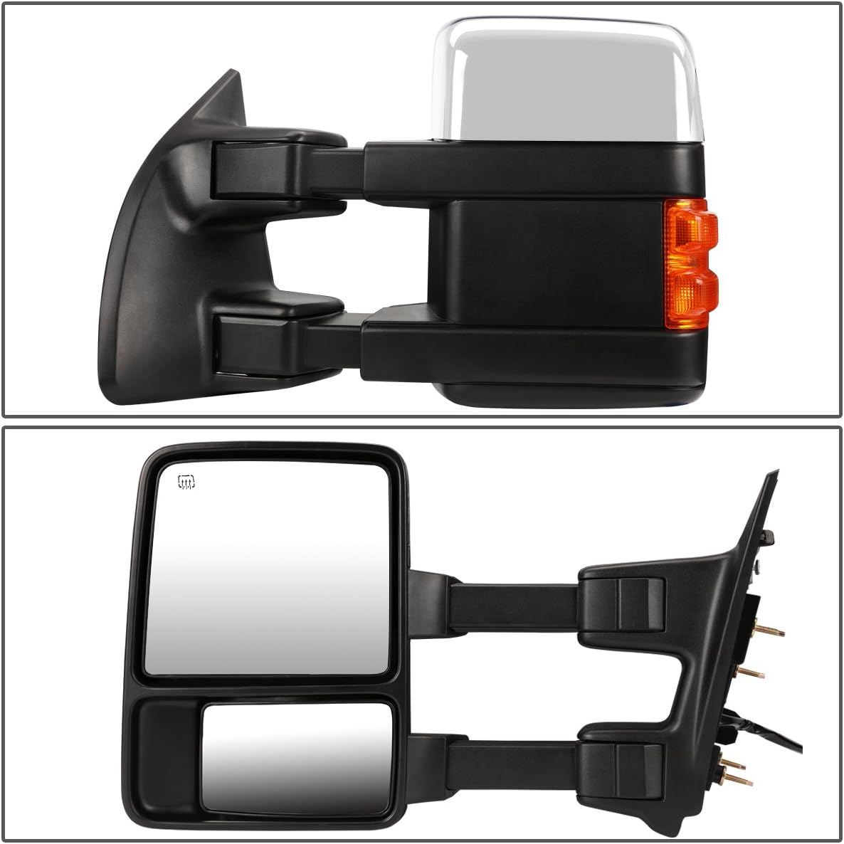 DNA Motoring TWM-027-T999-CH-AM – Espejos laterales de remolque izquierdo + lado derecho compatibles con 08-16 F250  F350  F450  F550  F550 Super