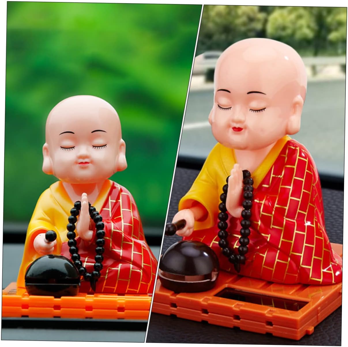 Adornos de muñeca, figura de acción, cabeza sacudida, decoración de coche, figura de monje solar, coches, salpicadero, figuras de salpicadero,