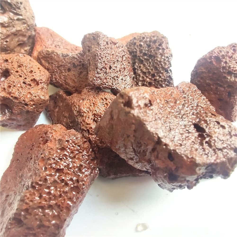 WGPHD Piedra de filtro de roca volcánica negra y roja natural, perfecta para ambientes acuáticos ecológicos, pecera, acuario, piedra decorativa