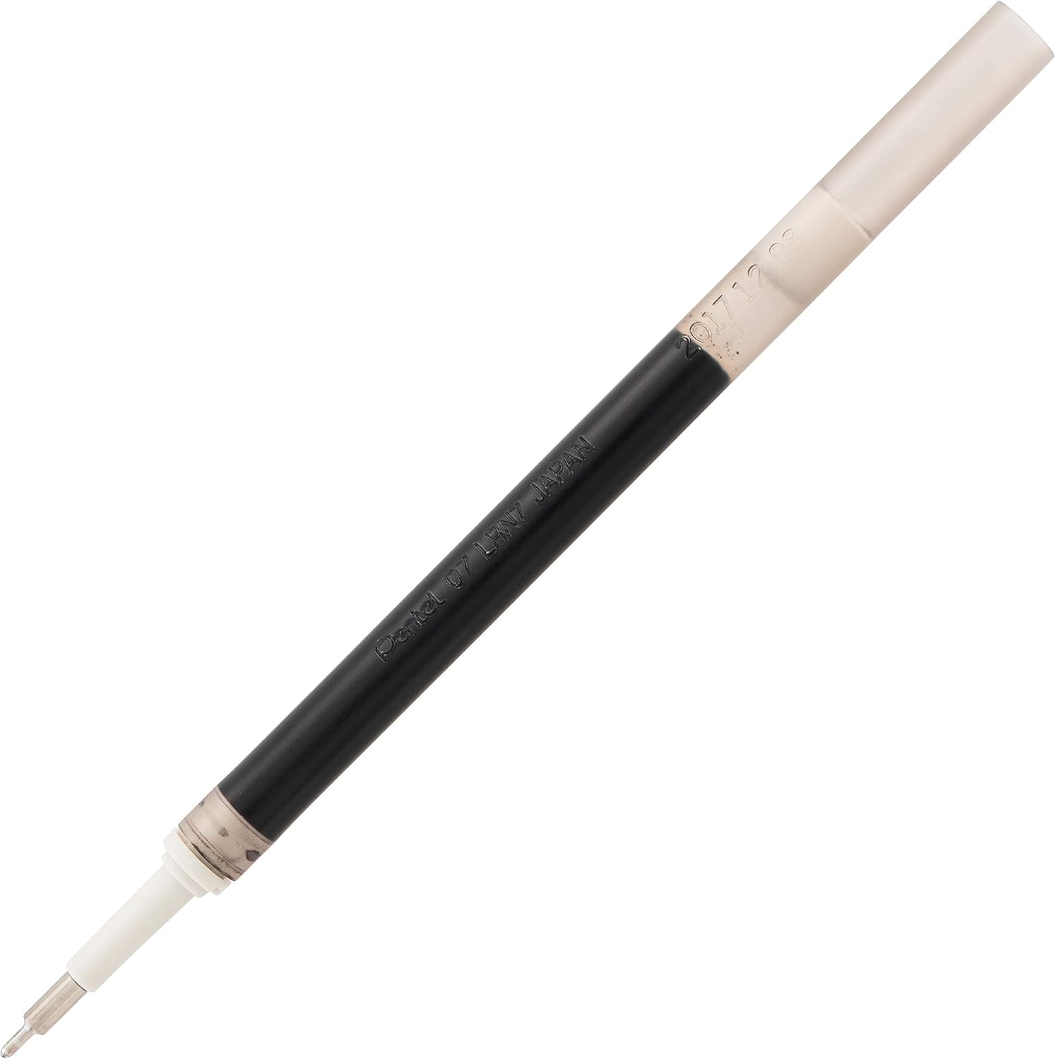 Pentel Tinta de repuesto para bolígrafo de gel líquido EnerGel, 0.028 in, punta de aguja, tinta negra, 1 paquete (LRN7-A) (paquete de 2)
