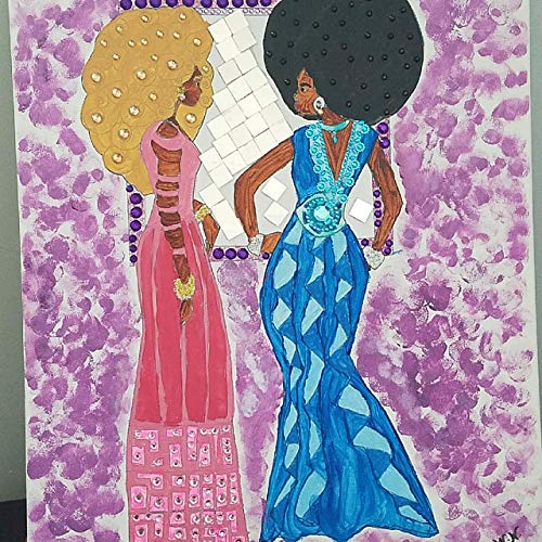 DIY Afro Ladies DIY Paint and Sip Canvas  African Queens Acrylic Painting Set
