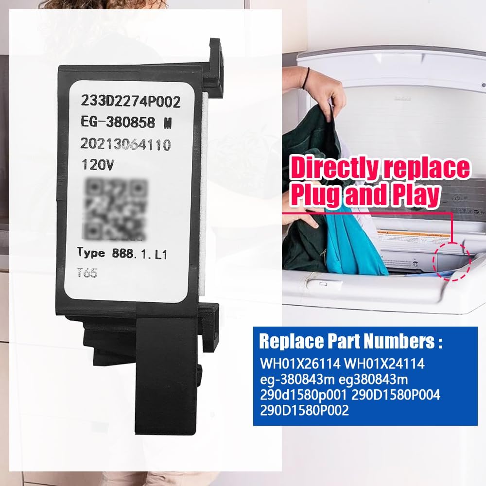 NAJING Interruptor de bloqueo de tapa de lavadora WH01X27954 compatible con cerradura de puerta de lavadora de carga superior GE Hotpoint Reemplazo