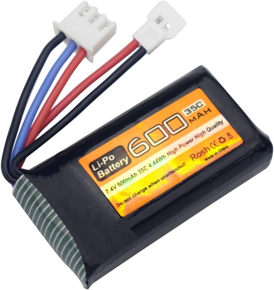 sea jump Batería Lipo de 2 piezas de 7.4 V 600 mAh 35C 2S con enchufe Molex adecuada para FMS FCX24 RC coches, camiones, vehículos eléctricos de