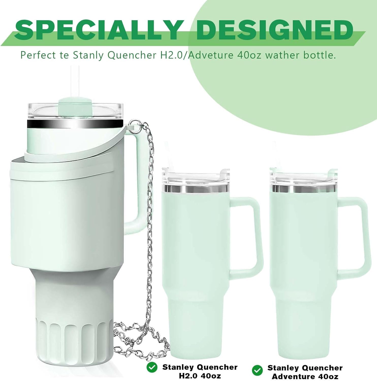 NECARSIN Funda de silicona para botas con bolsillo para vaso Stanley Quencher de 40 onzas, portador de botella de agua con correa para el hombro,