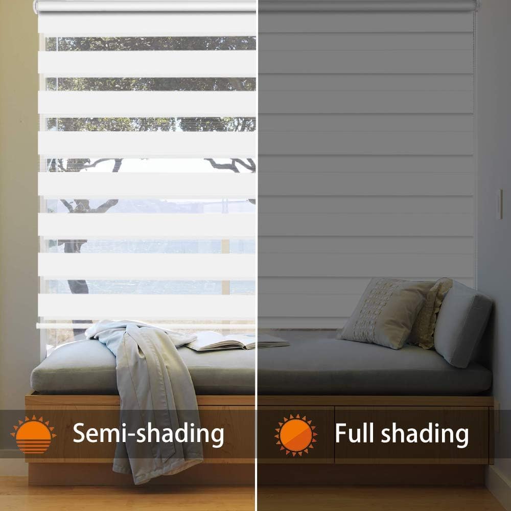 SEEYE – Cortina horizontal para ventana cortinas enrollables a rayas para día y noche, fácil de instalar de 59 pulgadas