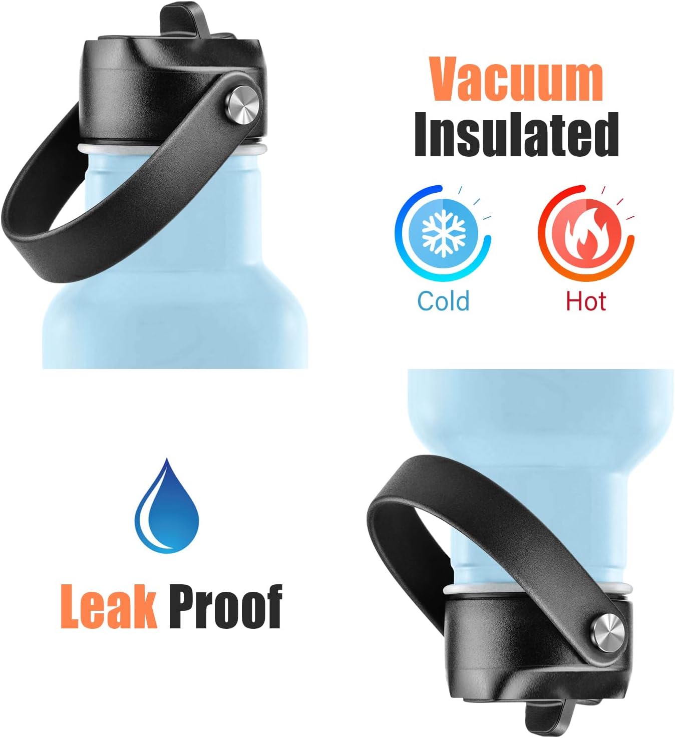 Tapa de popote para boca estándar Hydro Flask, tapa de popote compatible con Hydroflask boca estándar de 18, 21, 24 onzas, tapa deportiva superior