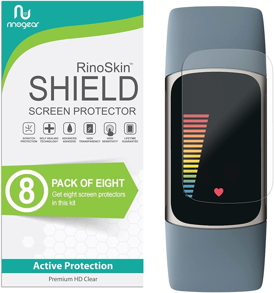 Paquete de 8 protectores de pantalla para Fitbit Charge 6 5 (1.04 pulgadas), accesorios compatibles con fundas, cobertura completa flexible,