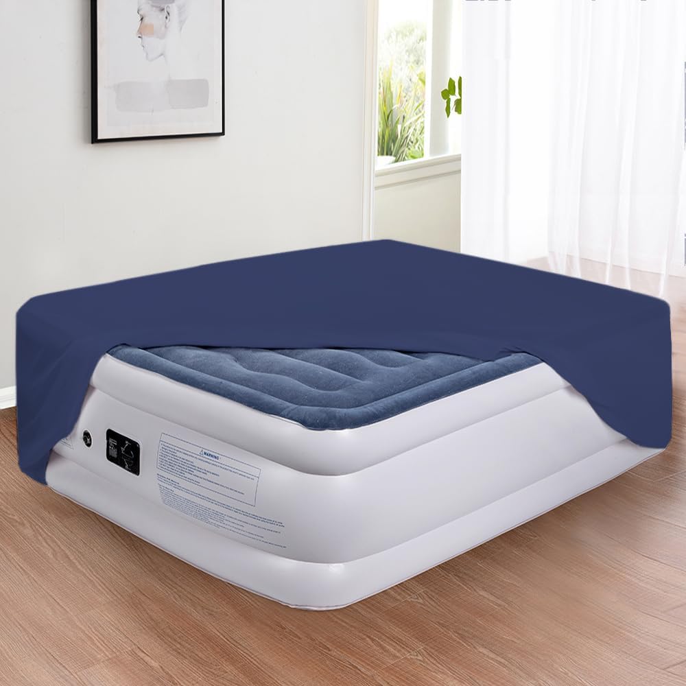 Bedecor Sábanas de cama de aire para funda de colchón, cama extraíble y banda elástica, súper suaves, transpirables y profundas de hasta 21