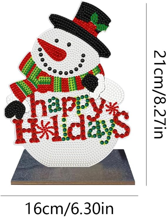 Orgone Kit de adornos de escritorio de pintura de diamante de muñeco de nieve de Navidad, decoración de mesa, arte de mosaico, decoración de mesa