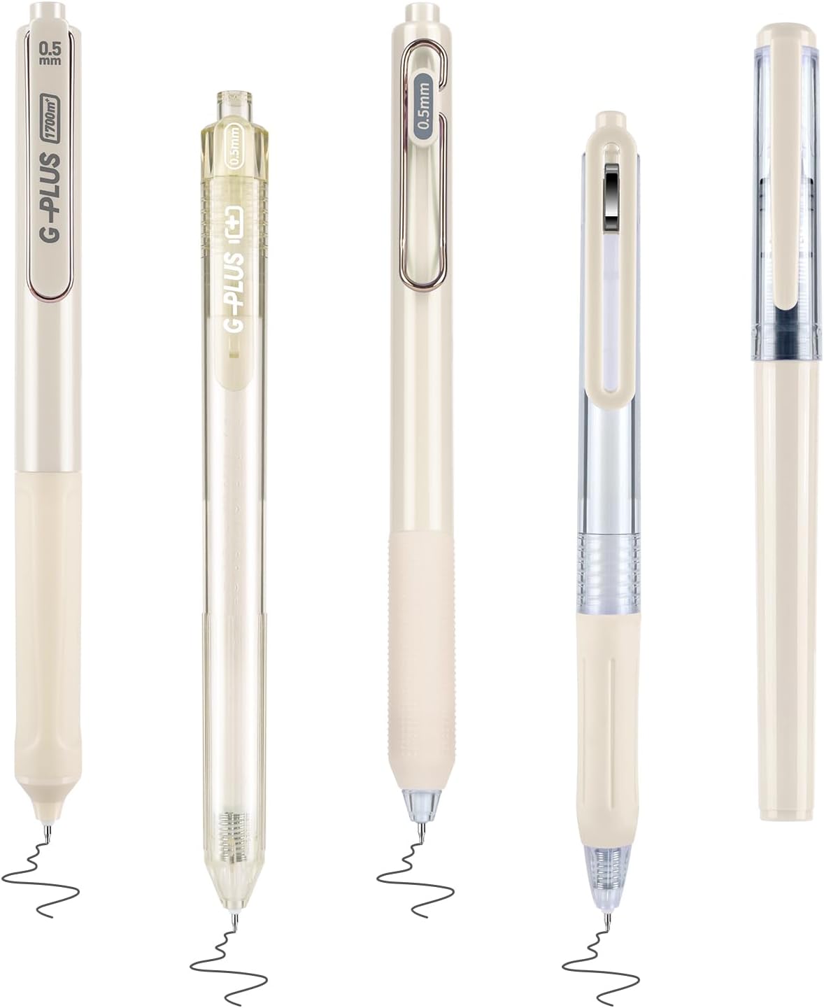 5 bolígrafos de tinta de gel estéticos retráctiles de 0.020 in, lindo bolígrafo de gel sin manchas para tomar notas, bolígrafo de escritura suave de