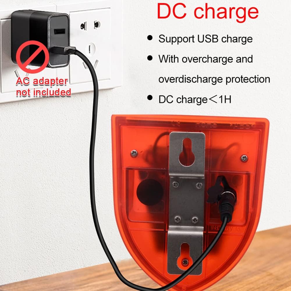 Alarma de viaje antirroboantiintrusión, sirena solar de sonido y luz para interiores y exteriores, 129dB DIY hogarcampamentoalarma de seguridad