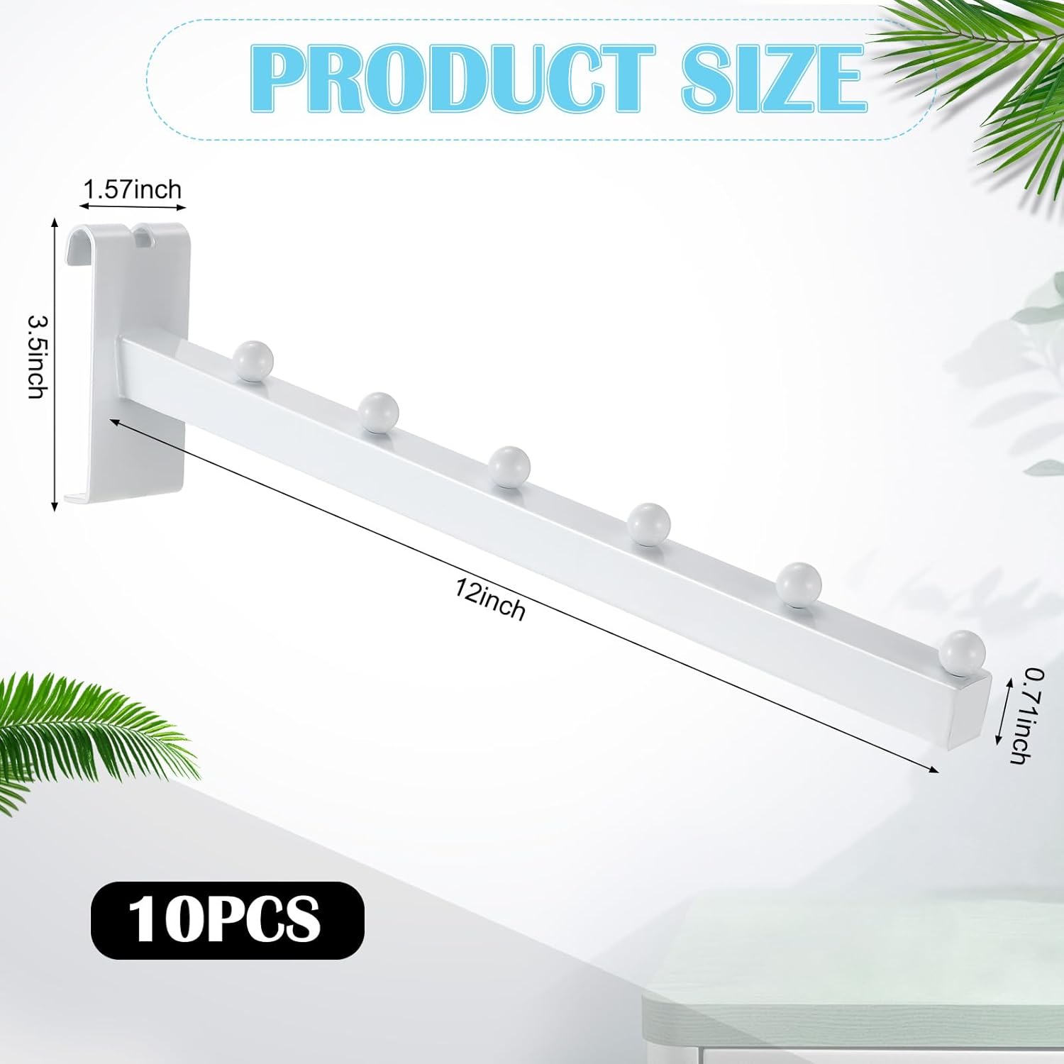 Zonon Paquete de 10 ganchos de pared de 6 bolas para pared de rejilla y rejilla de alambre, ganchos de pared de rejilla de 12 pulgadas para mostrar